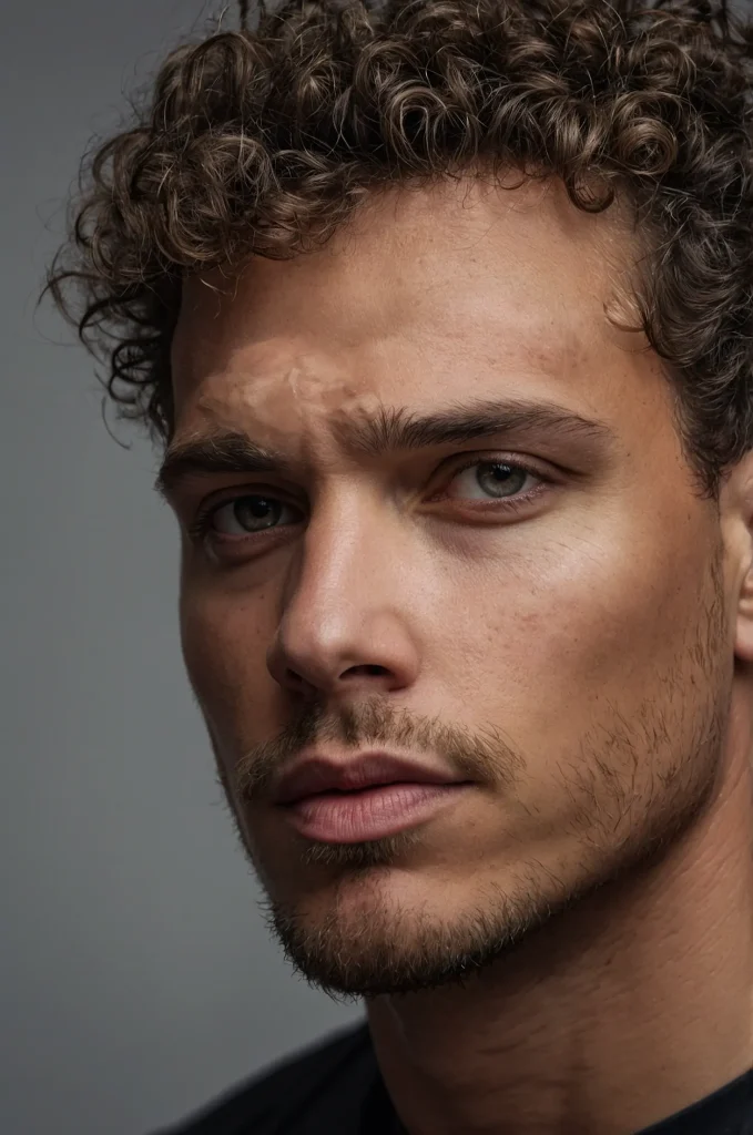 Low Fade Curly FringePortrait of a man with