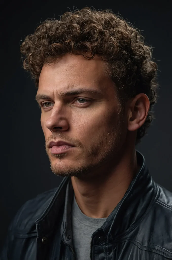 Low Fade Curly FringePortrait of a man with