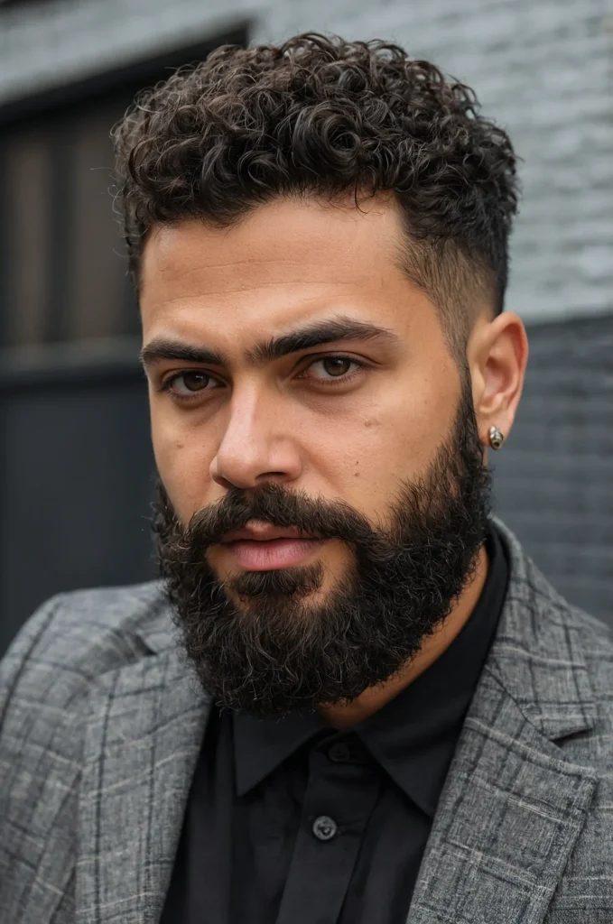 Low Fade Curly Hair with Beard BlendUltrade ()