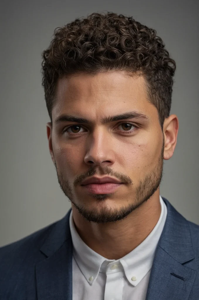 Low Fade Curly Taper NeckPortrait of a man w