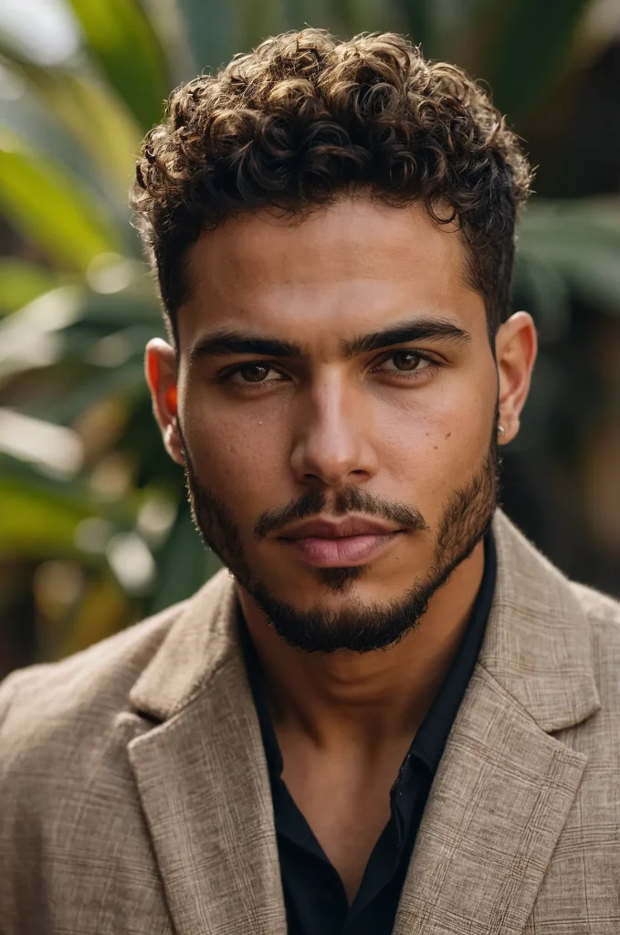 Low Fade Highlighted CurlsPortrait of a man