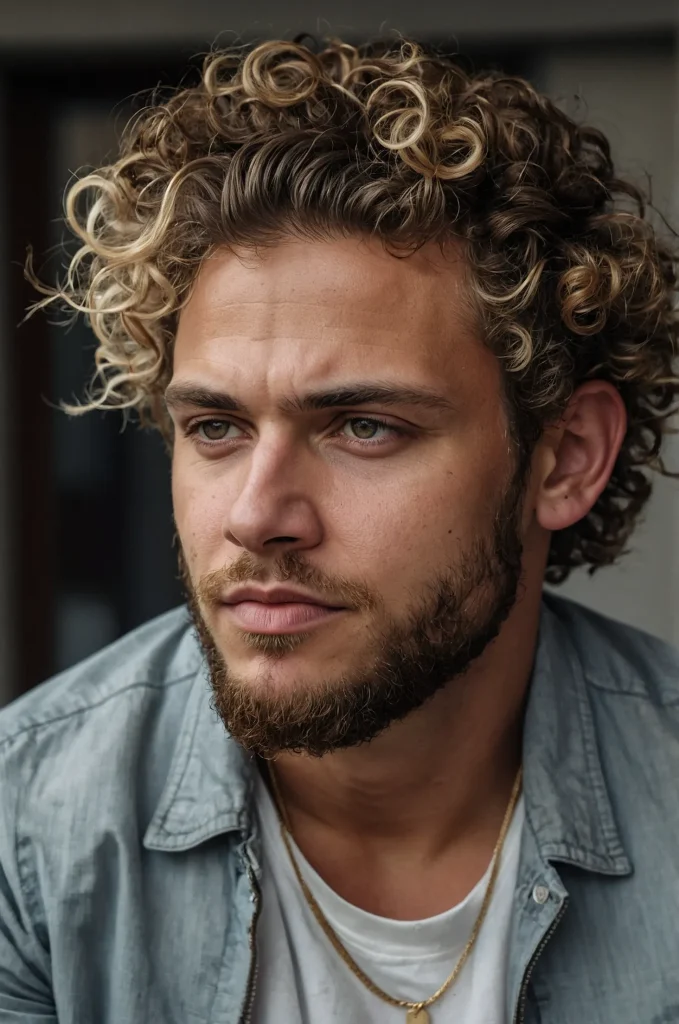 Low Fade Messy CurlsHighdetail portrait of a