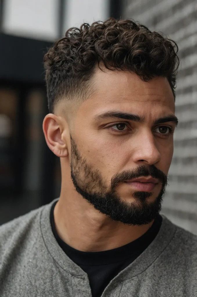Low Fade Short CurlsUltrasharp portrait of a