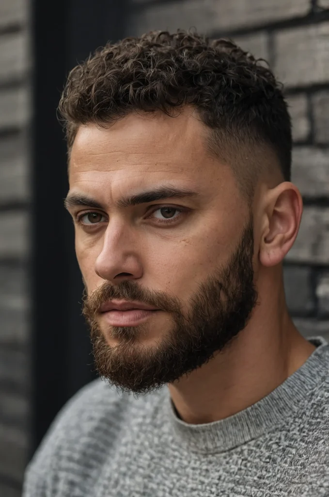Low Fade Short CurlsUltrasharp portrait of a