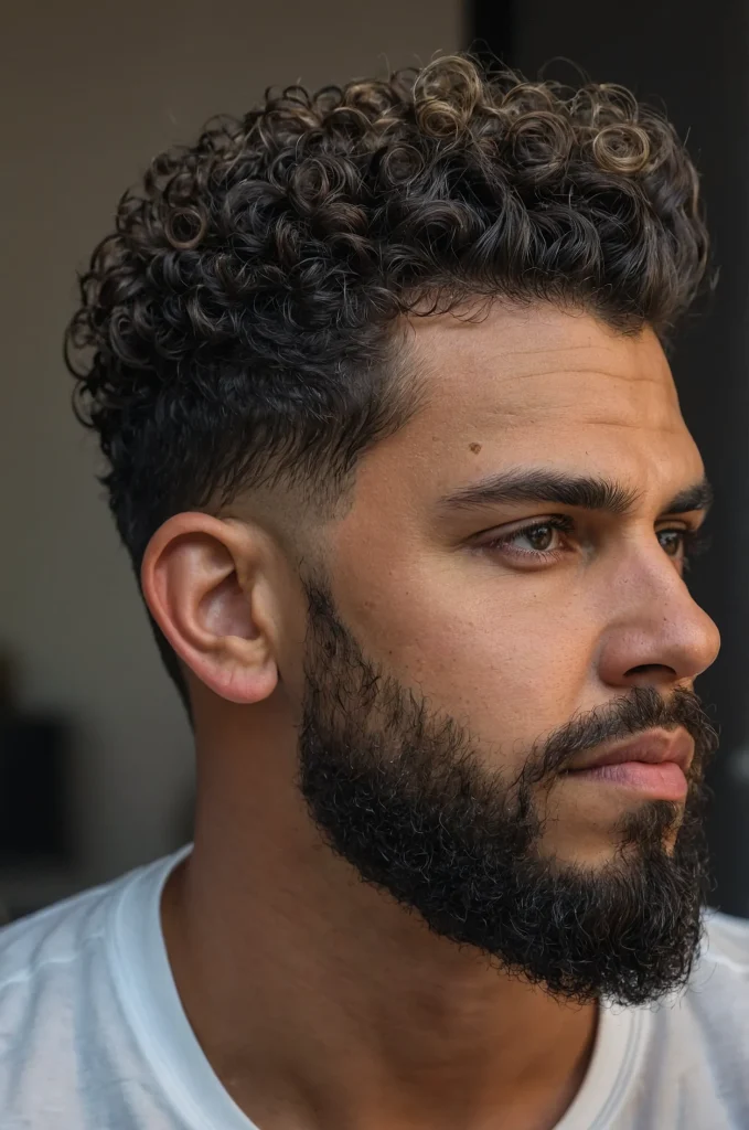 Low Fade Textured CurlsCloseup of a man with