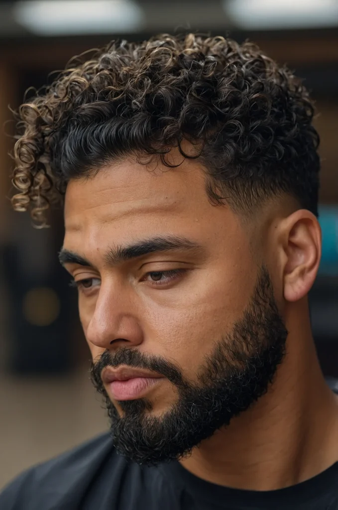Low Fade Textured CurlsCloseup of a man with