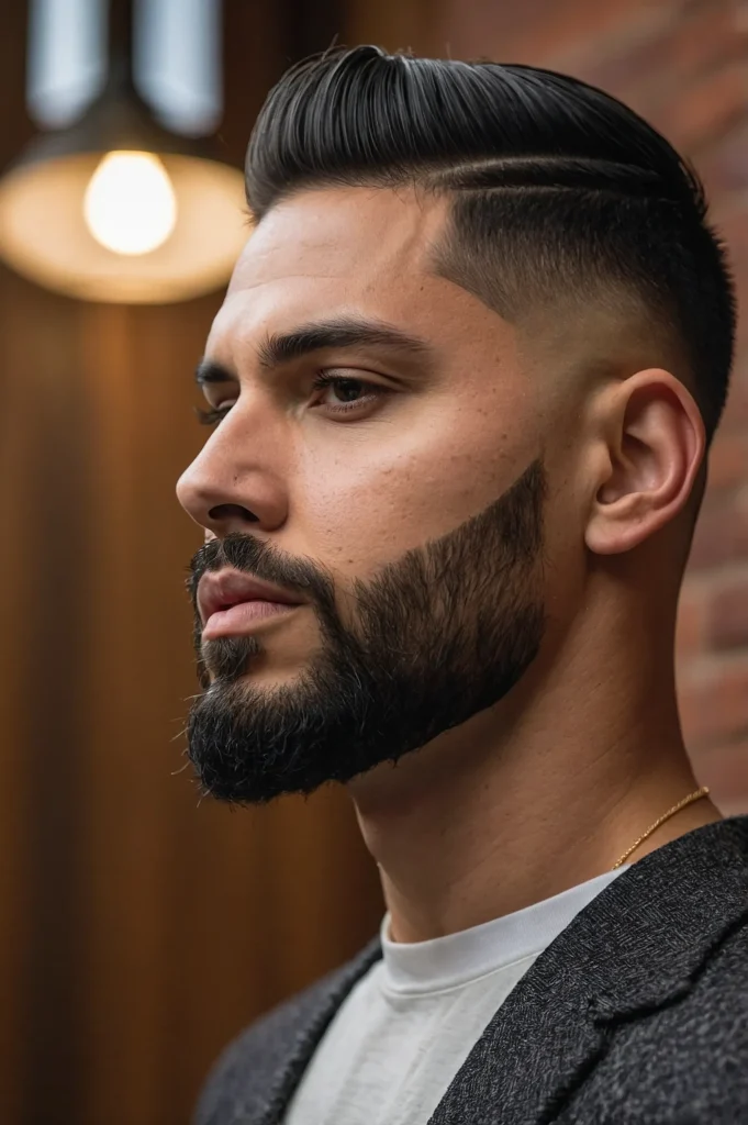 Low Taper Fade Straight Edgar CutA man with