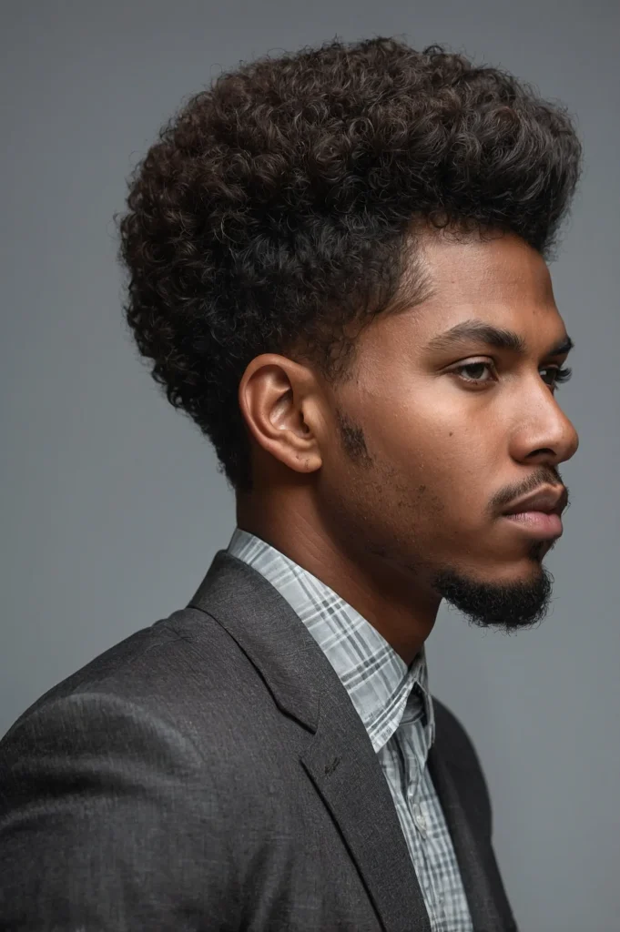 Low Tapered Afro Blowout with CurlsMan with a