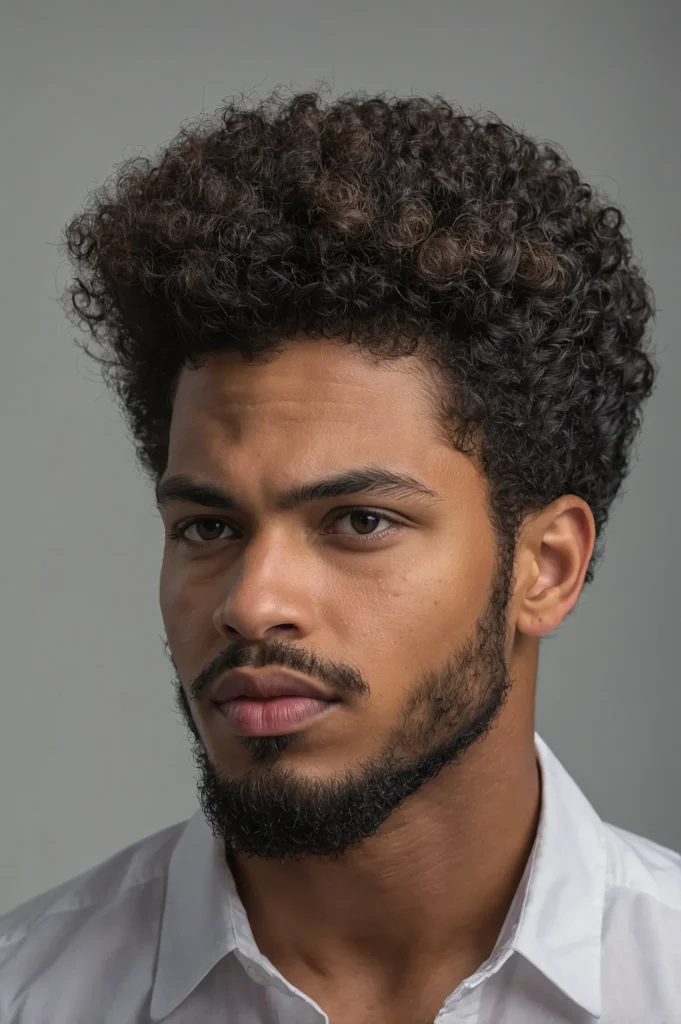 Low Tapered Afro Blowout with CurlsMan with a