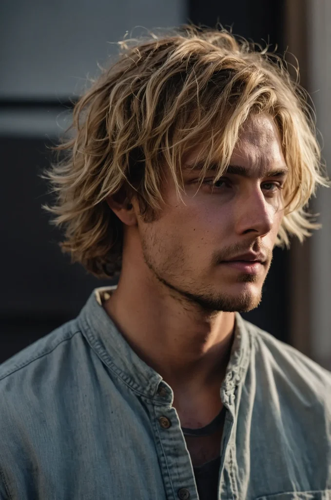 Messy Bob Cut White American male model with