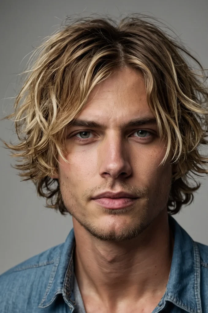 Messy Bob Cut White American male model with