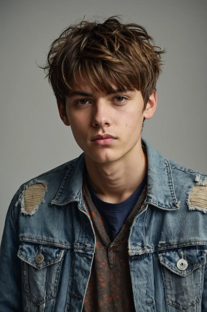 Messy Bowl CutPortrait of a single young man