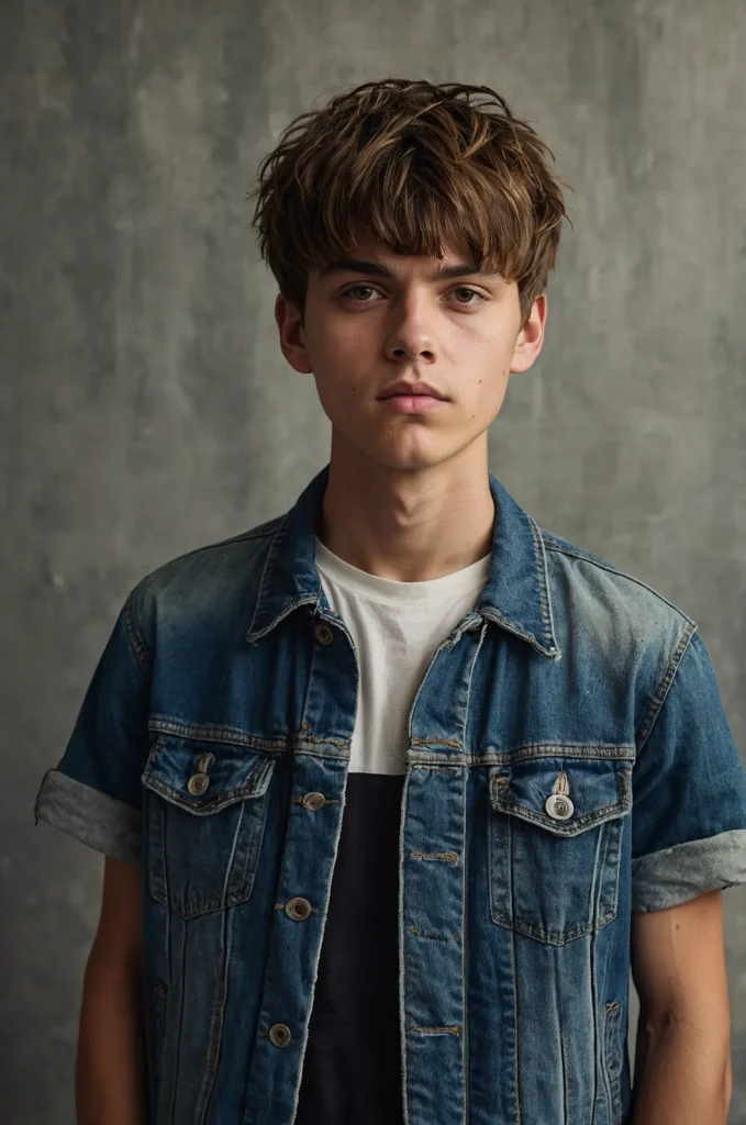 Messy Bowl CutPortrait of a single young man