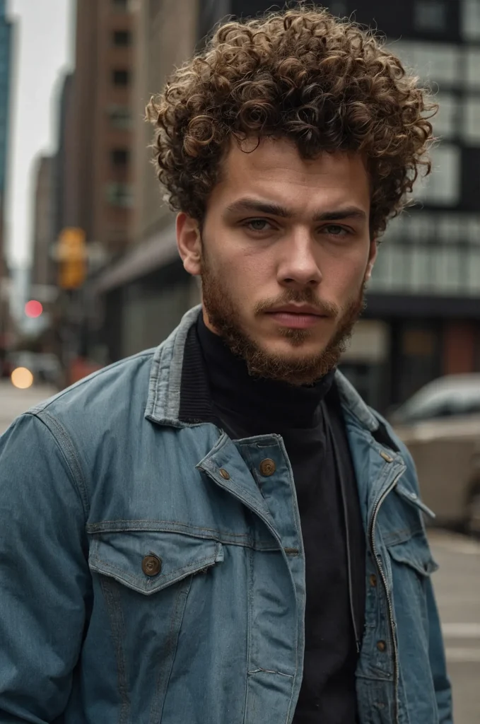 Messy Curls Taper Fade Sharp LineA man with