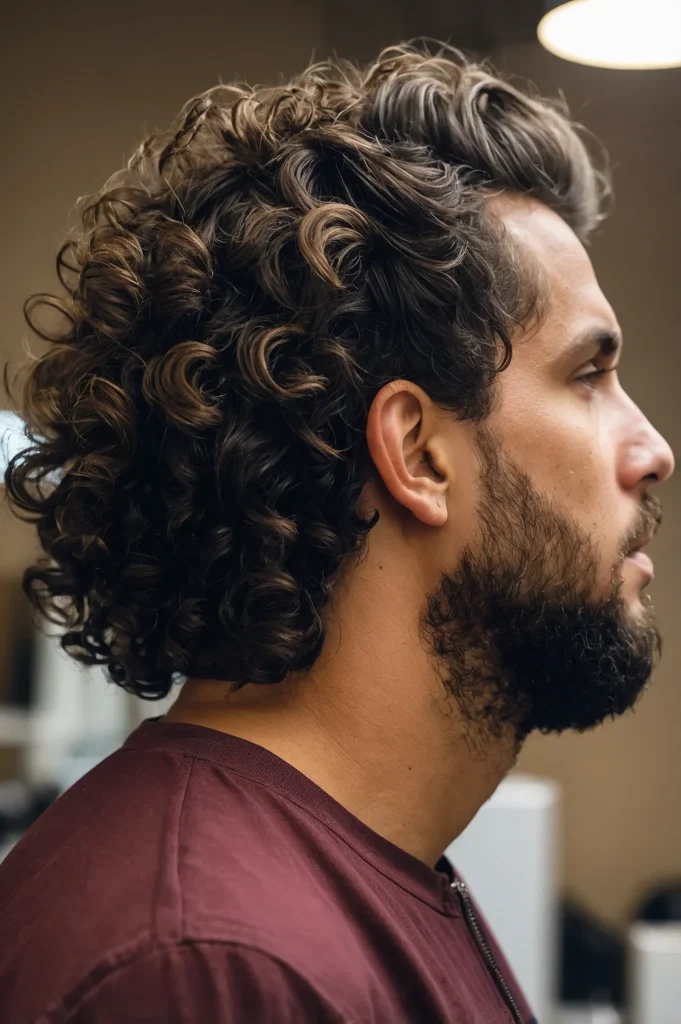 Messy Curly Blowout Taper SidesMan with mess