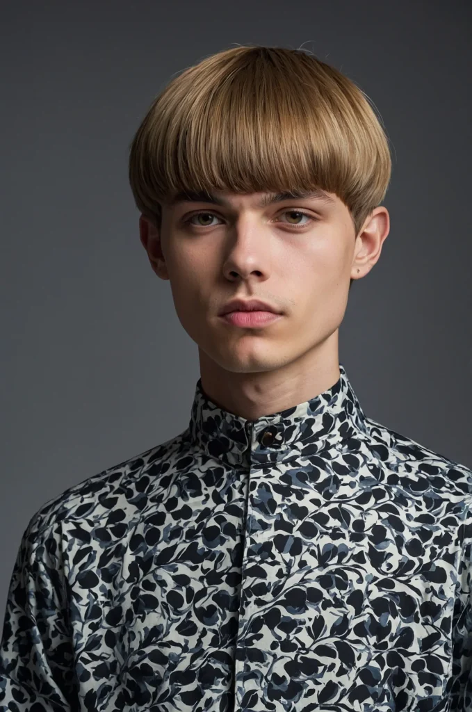 Micro Bowl CutPortrait of a single young man