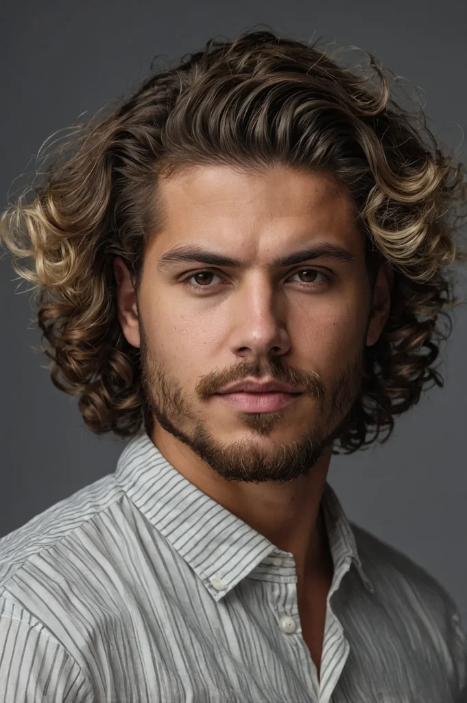 MidLength Curls Low Blowout FadeMan with mid
