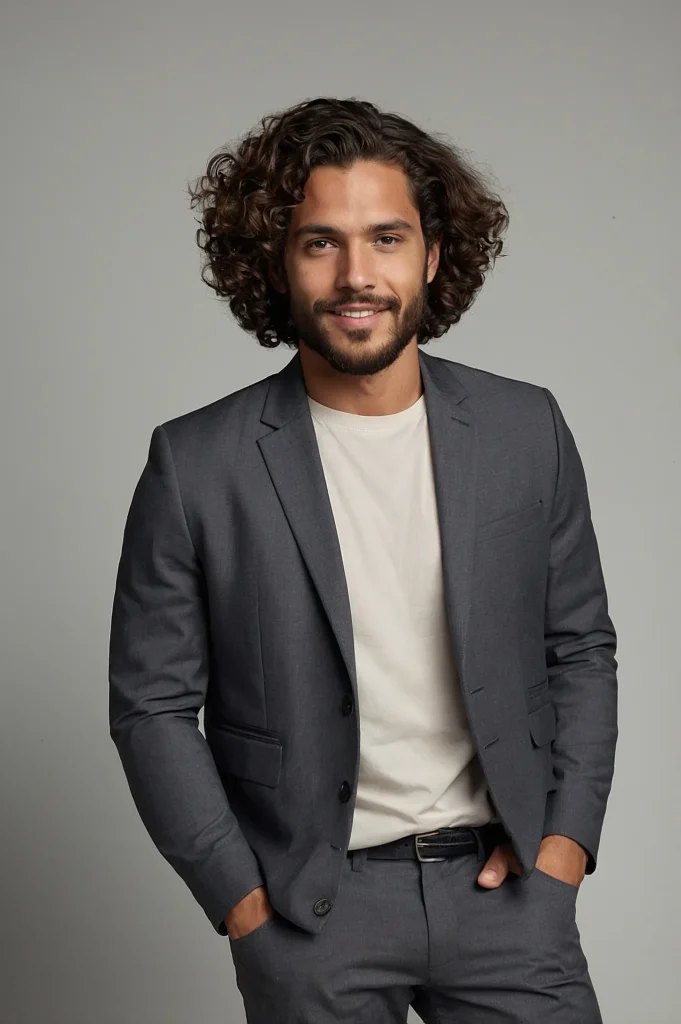 MidLength Curls Tapered EdgesMan with midlen