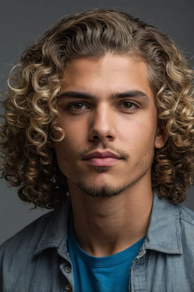 MidLength Curly Top Burst FadeMedium curls o