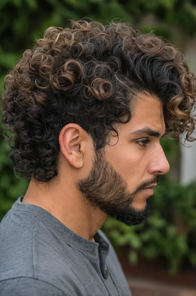 MidLength Curly Top Burst FadeMedium curls o