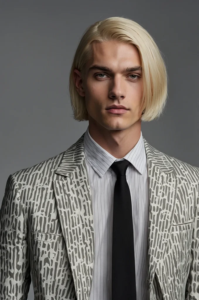 Modern Bob Cut White American male model wit
