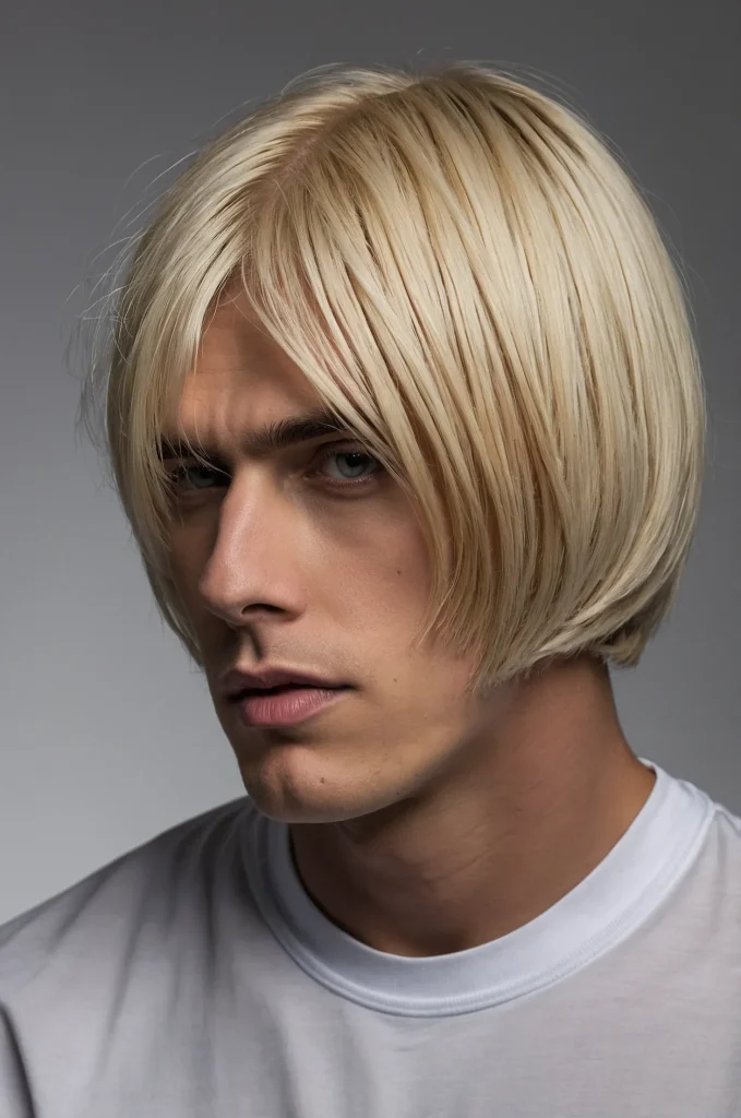 Modern Bob Cut White American male model wit