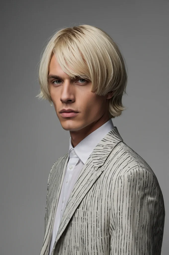 Modern Bob Cut White American male model wit