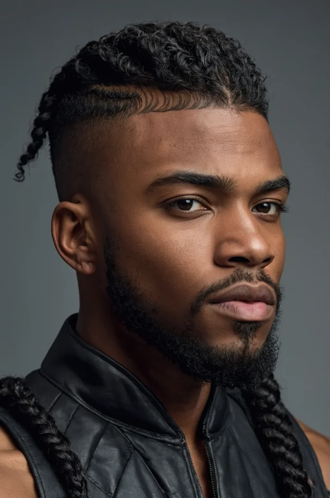 Modern Warrior Cut Black male model with a m