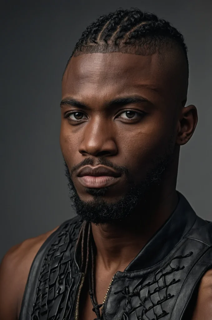 Modern Warrior Cut Black male model with a m