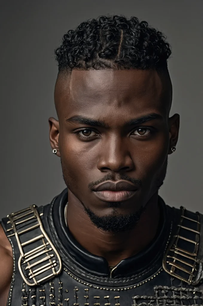 Modern Warrior Cut Black male model with a m