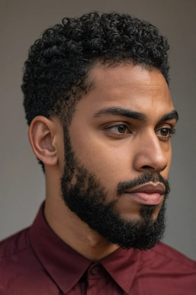 Natural Curls Tapered TempleBlack man with n