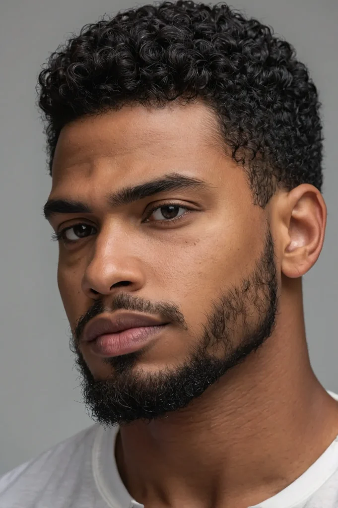 Natural Curls Tapered TempleBlack man with n