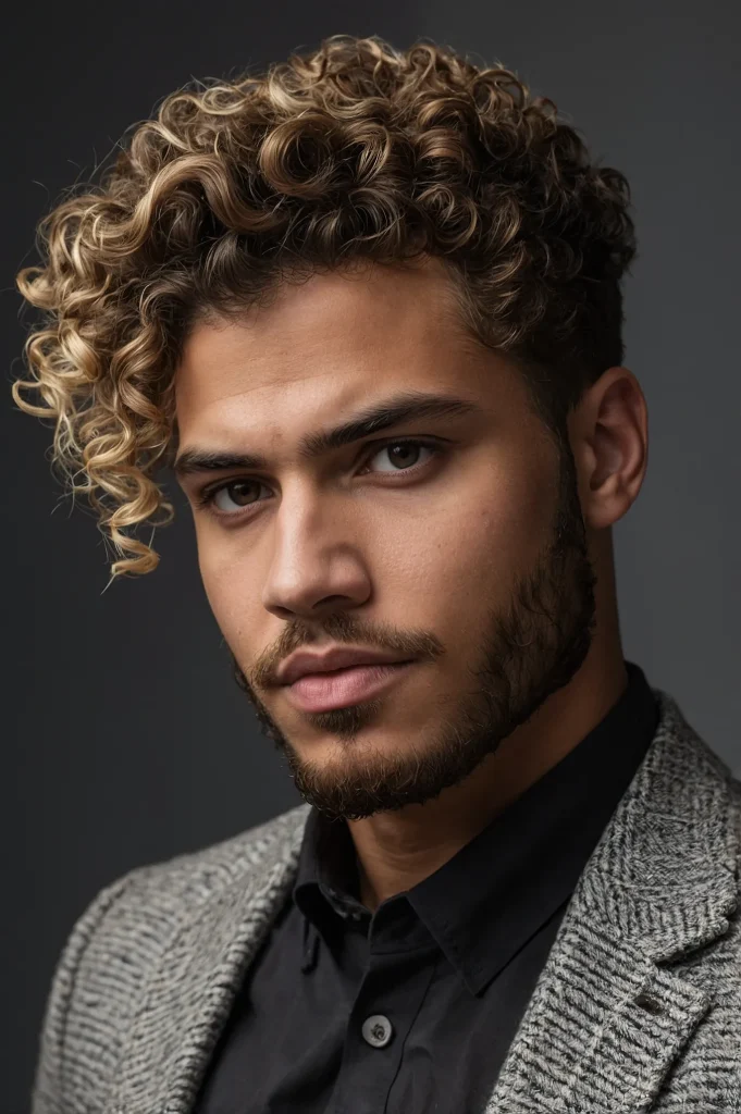 Natural Volume Curls Clean Taper FadeMan wit ()