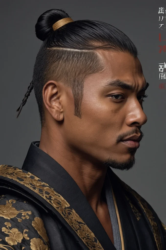 Samurai Warrior Cut Black male model with a