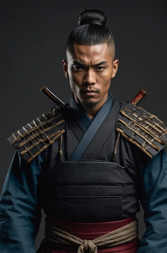 Samurai Warrior Cut Black male model with a
