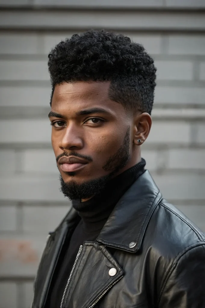 Short Afro Temple FadeBlack man with a neat