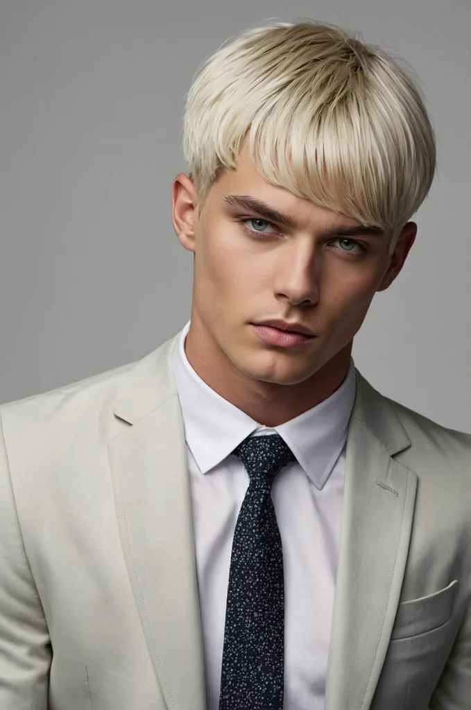 Short Bob Cut White American male model with