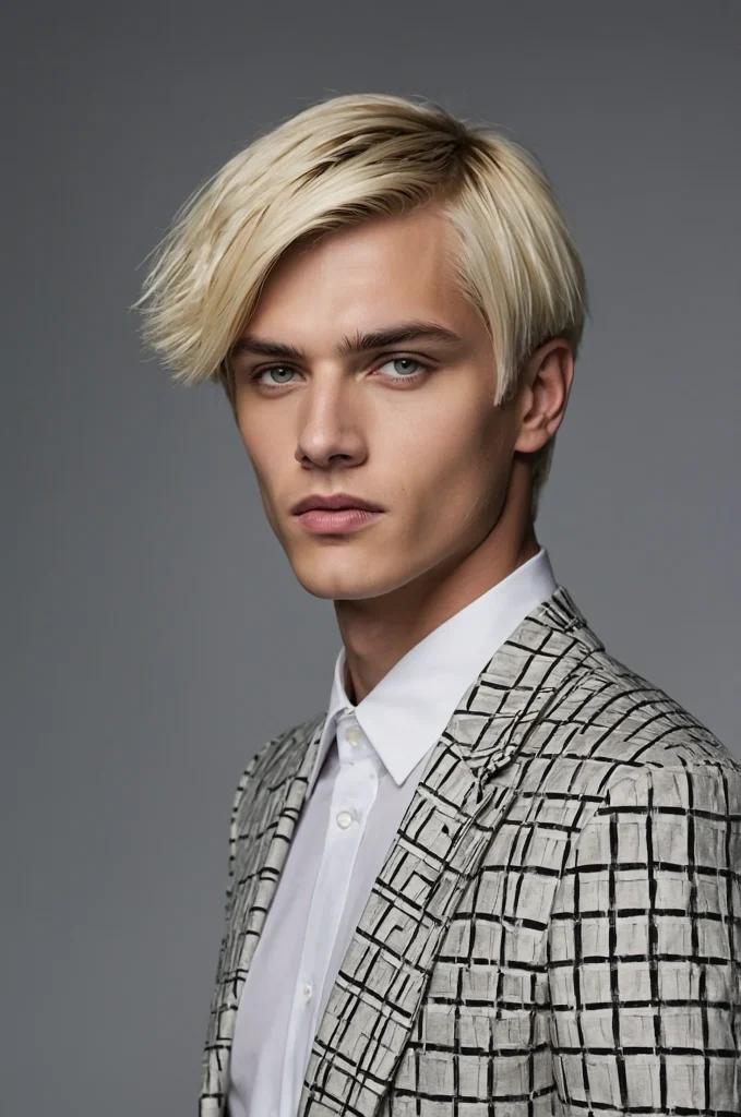 Short Bob Cut White American male model with