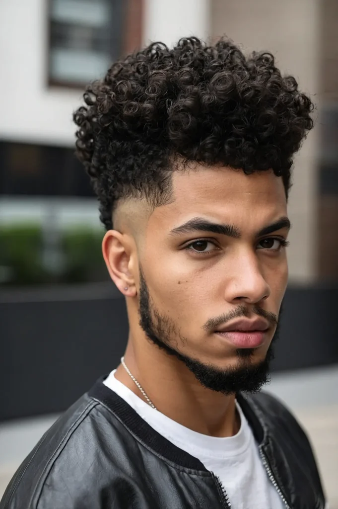Short Curly Afro Burst FadeTightly shaped sh