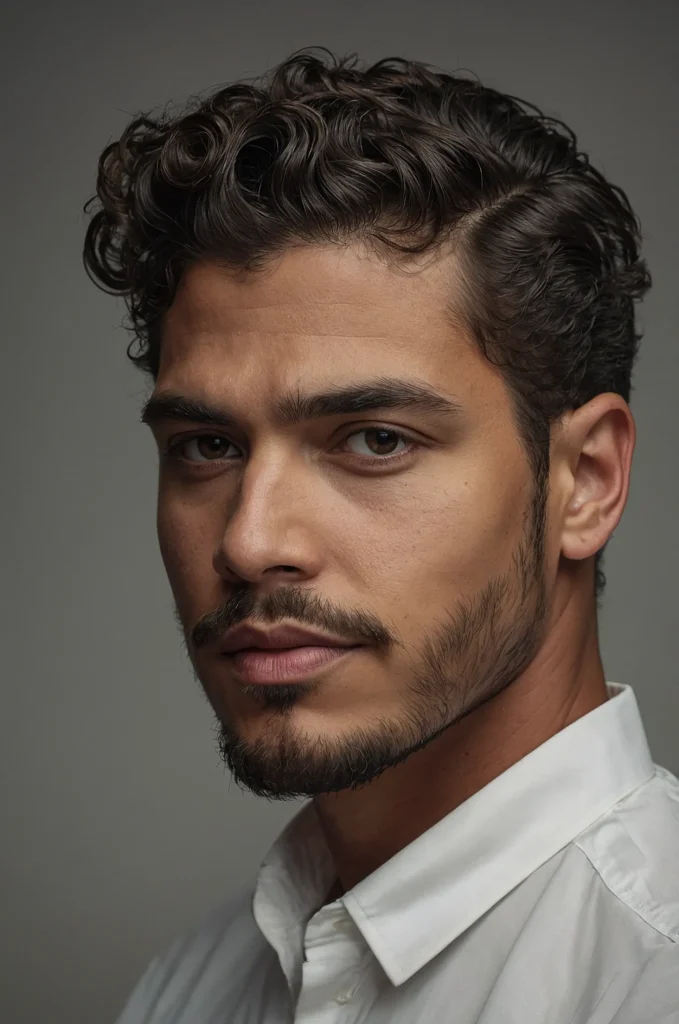 SidePart Curls Taper FadeA man with sidepar