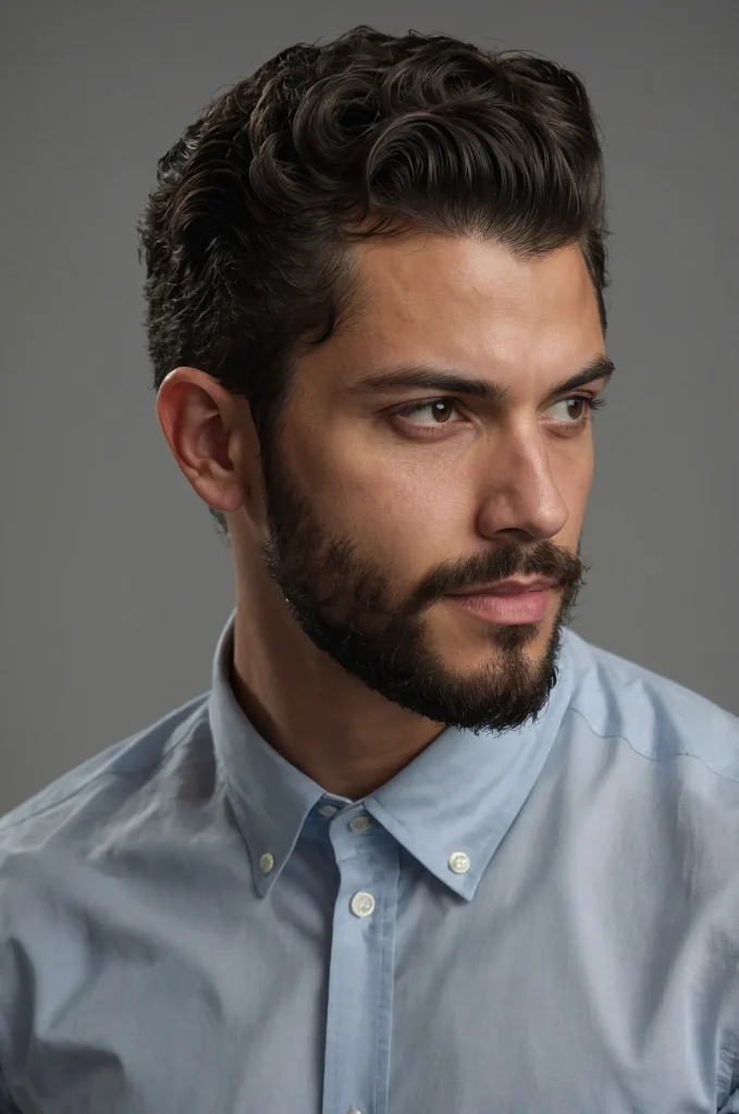 SidePart Curls Taper FadeA man with sidepar