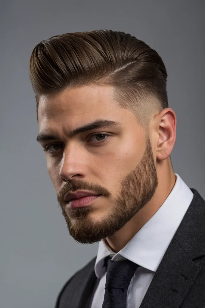Sleek Side Comb Tapered FinishA man with nea