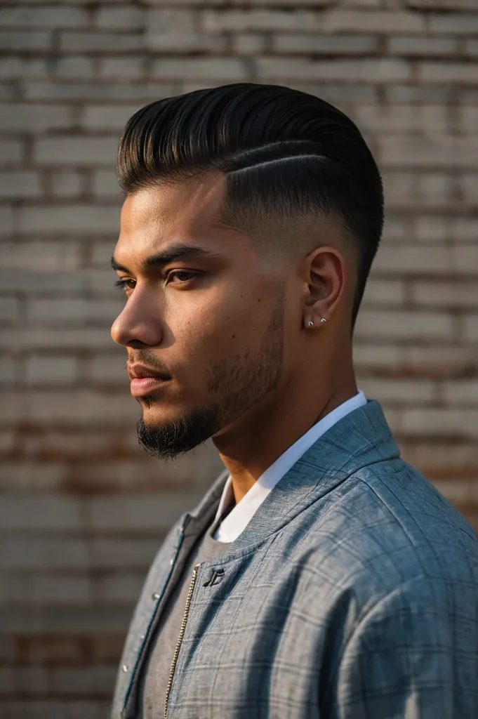 Straight Hair Temp Fade ComboMan with straig