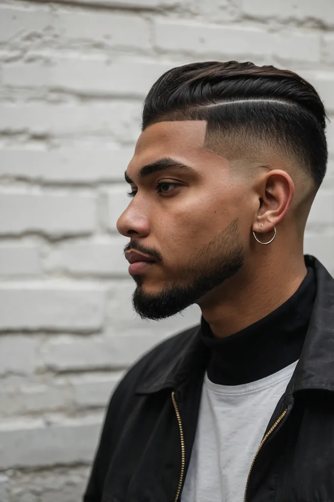 Straight Hair Temp Fade ComboMan with straig