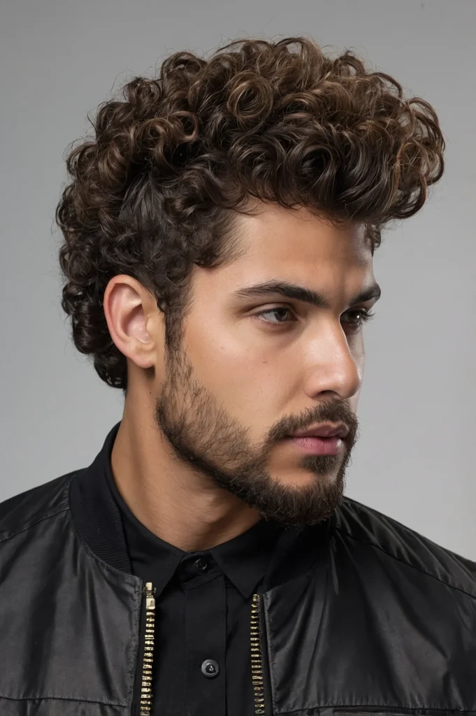 Taper Fade with Puffy Curl BlowoutMan with pu