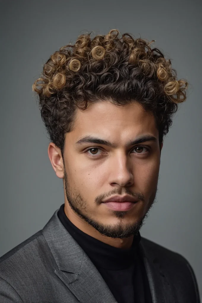 Taper Fade with Puffy Curl BlowoutMan with pu