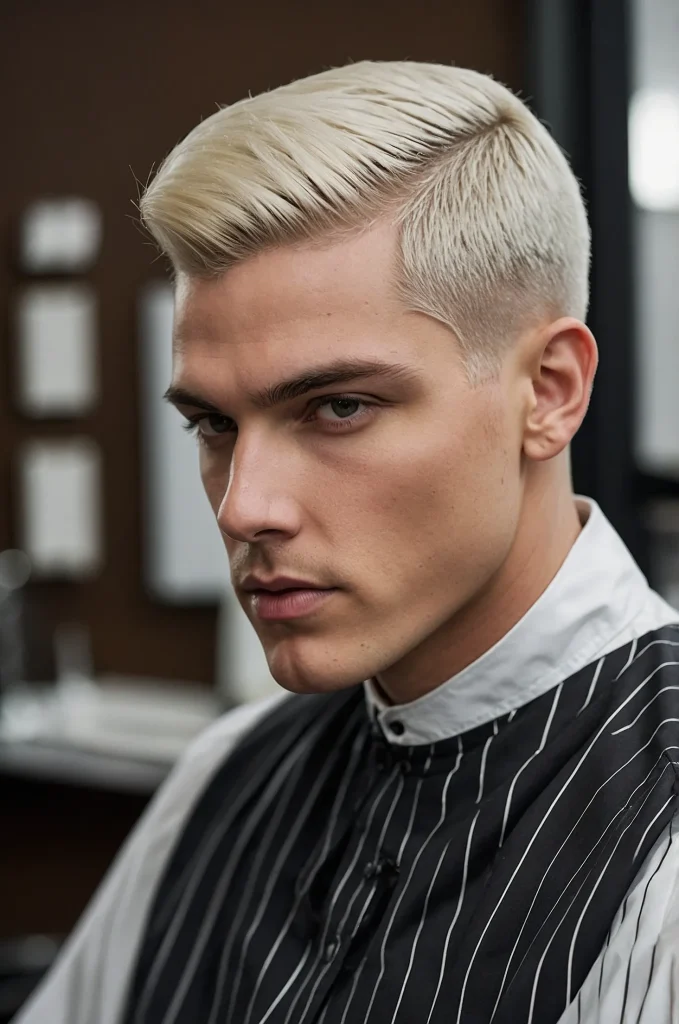Tapered Bob Cut White American male model wi