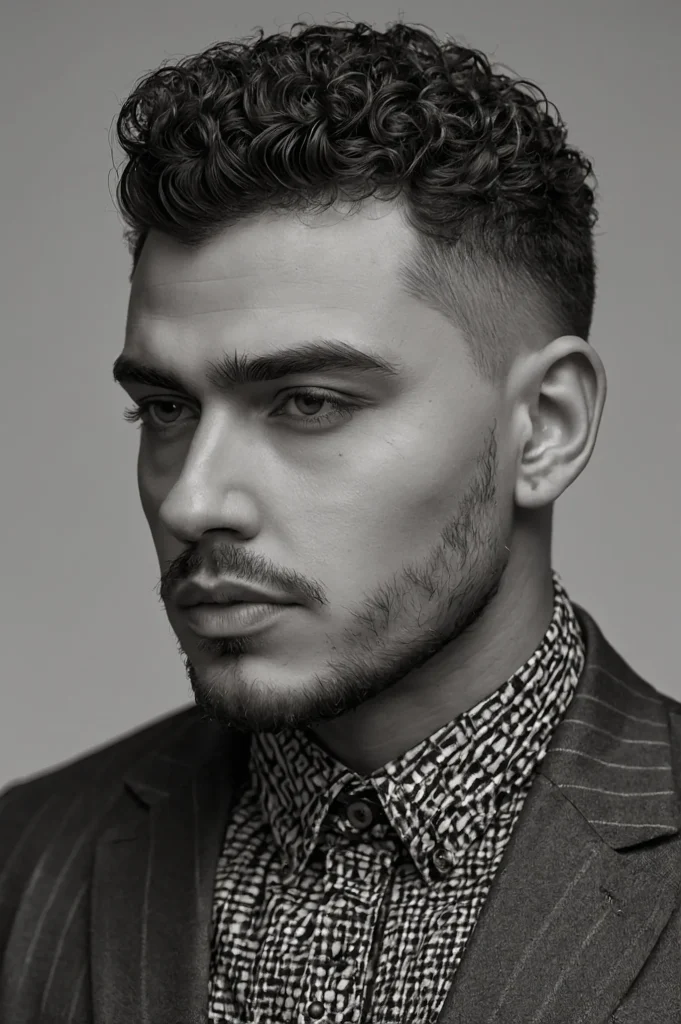 Tapered Curls with Part DesignMan with define