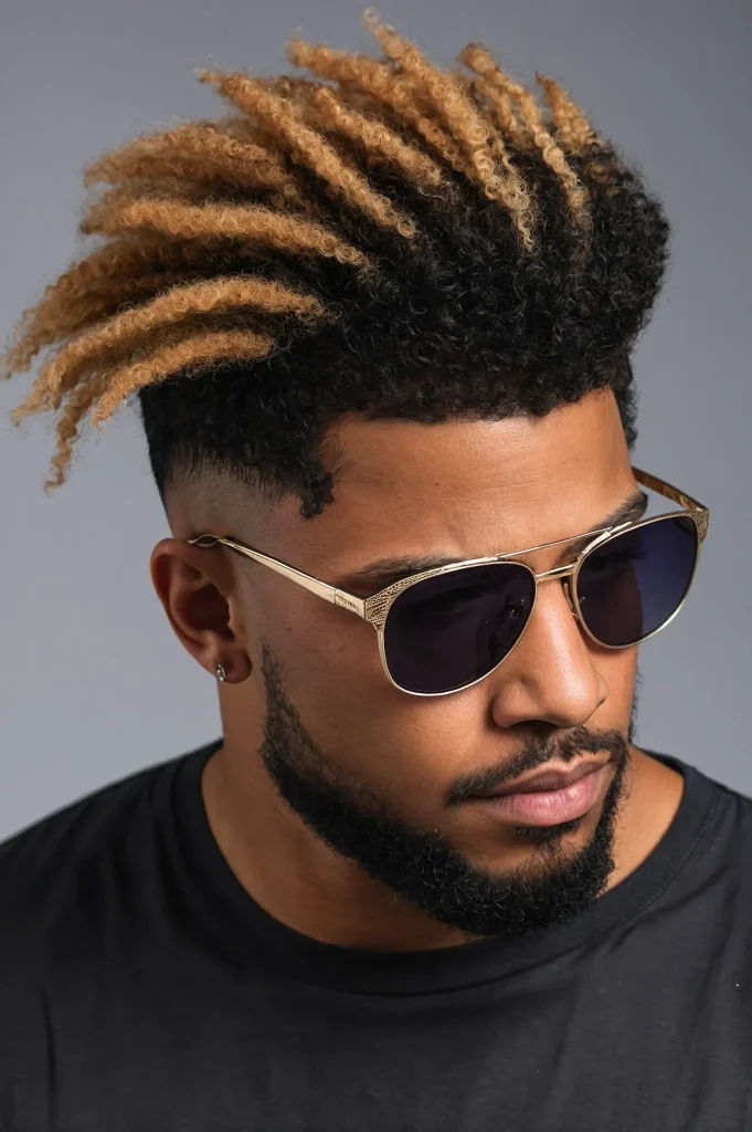Temp Fade with Short Afro TopShort rounded to