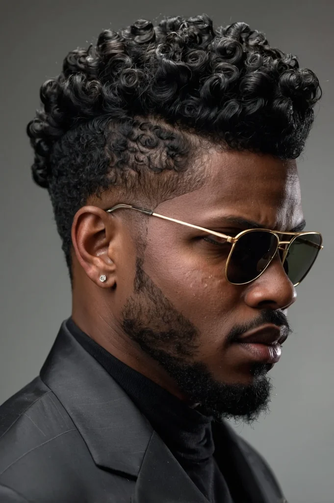 Temp Fade with Sponge Twist TopBlack man with